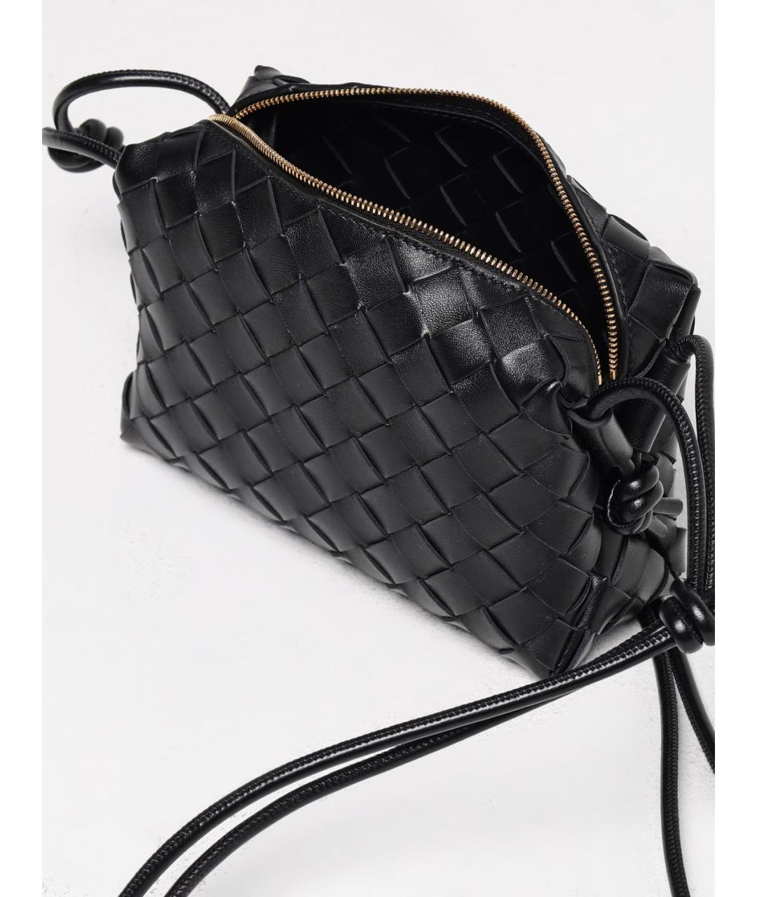 BOTTEGA VENETA Черная кожаная сумка через плечо, фото 5