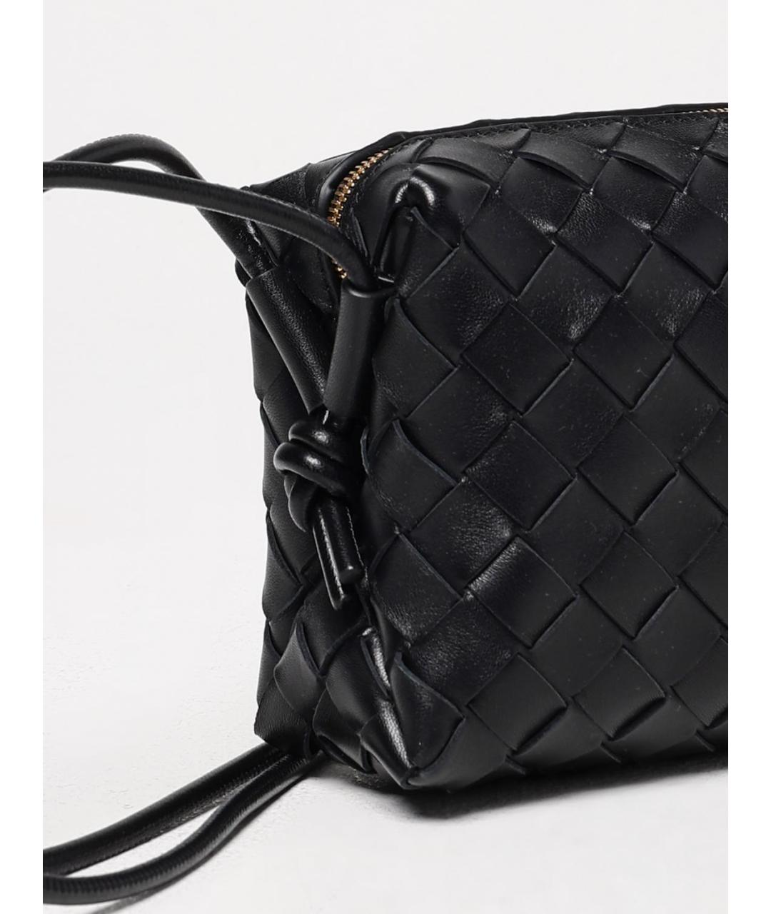 BOTTEGA VENETA Черная кожаная сумка через плечо, фото 4