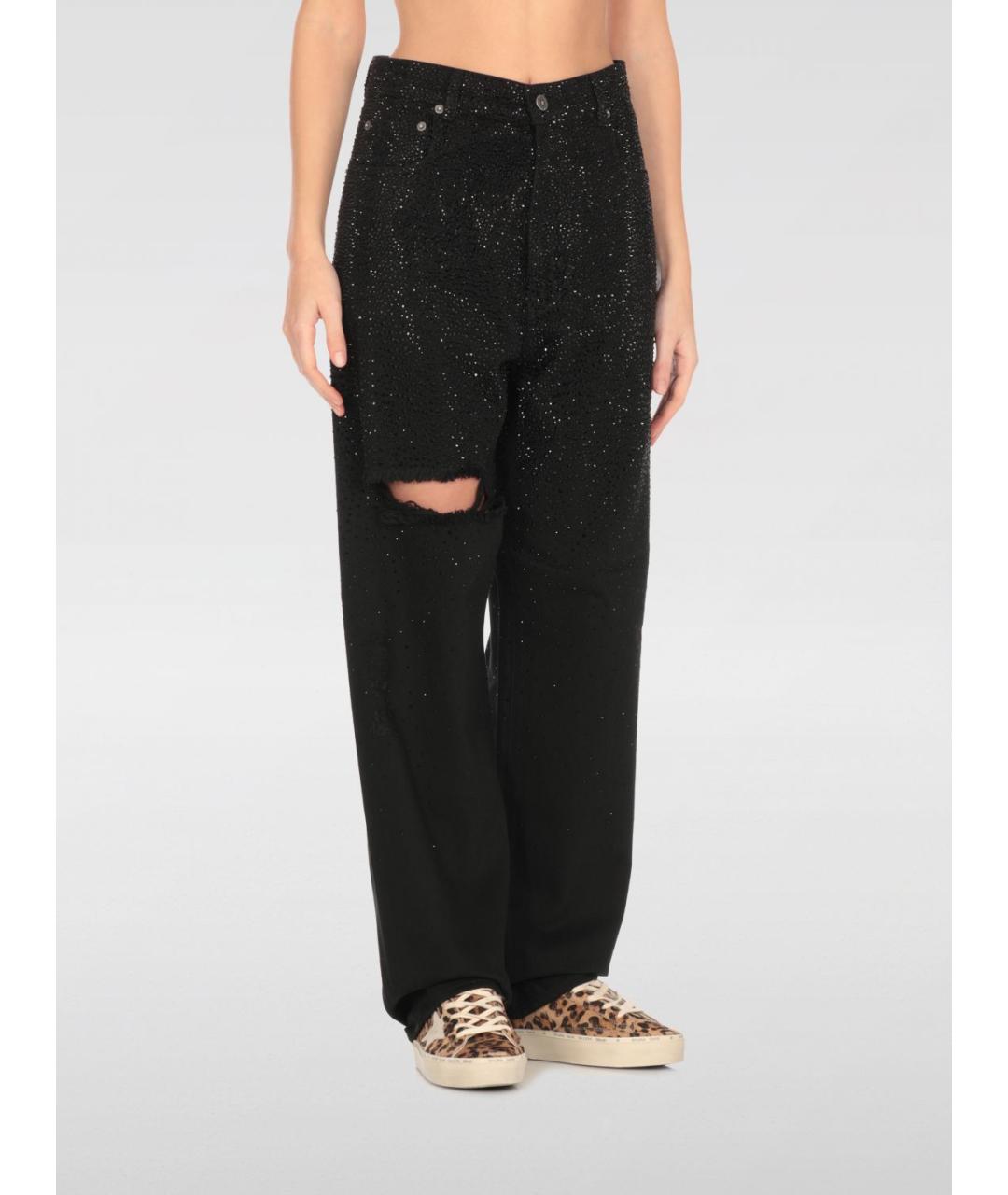 GOLDEN GOOSE DELUXE BRAND Черные хлопковые прямые джинсы, фото 2