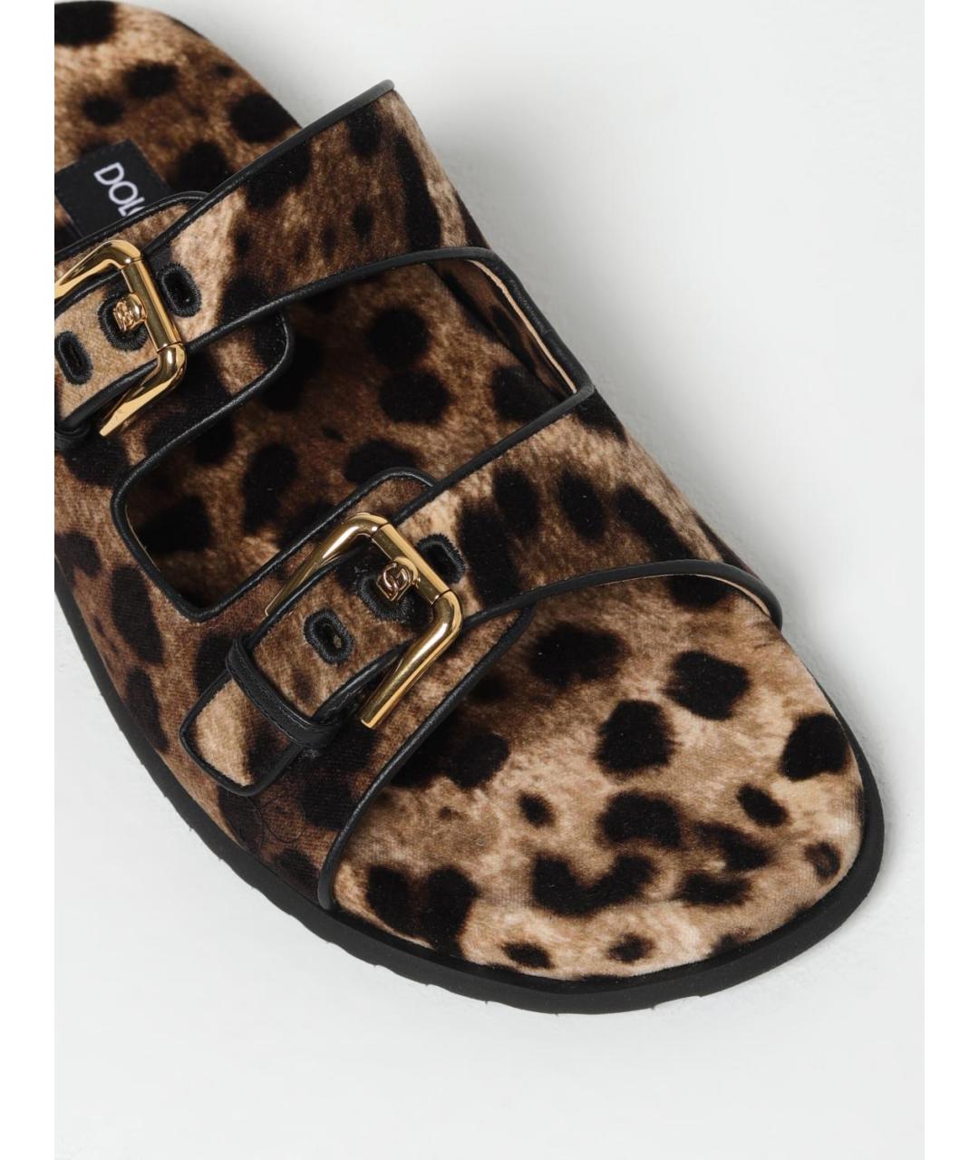 DOLCE&GABBANA Коричневые текстильные шлепанцы, фото 4