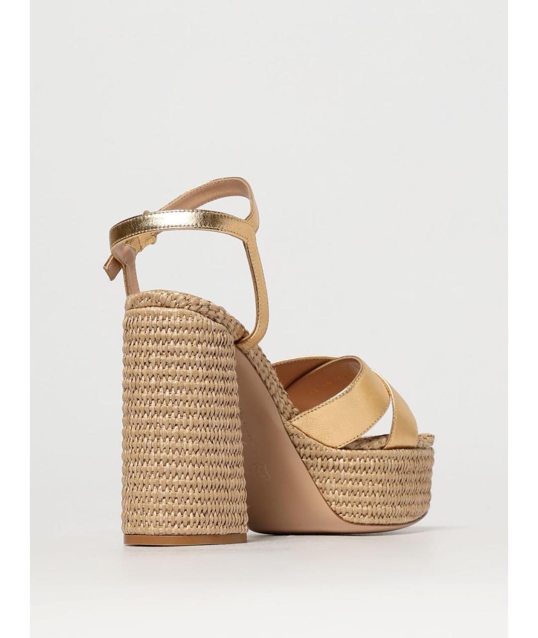 GIANVITO ROSSI Золотые кожаные босоножки, фото 3