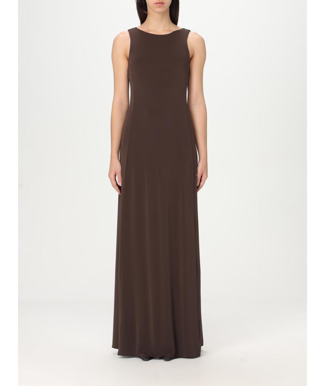 MAX MARA Коричневое вискозное повседневное платье, фото 2