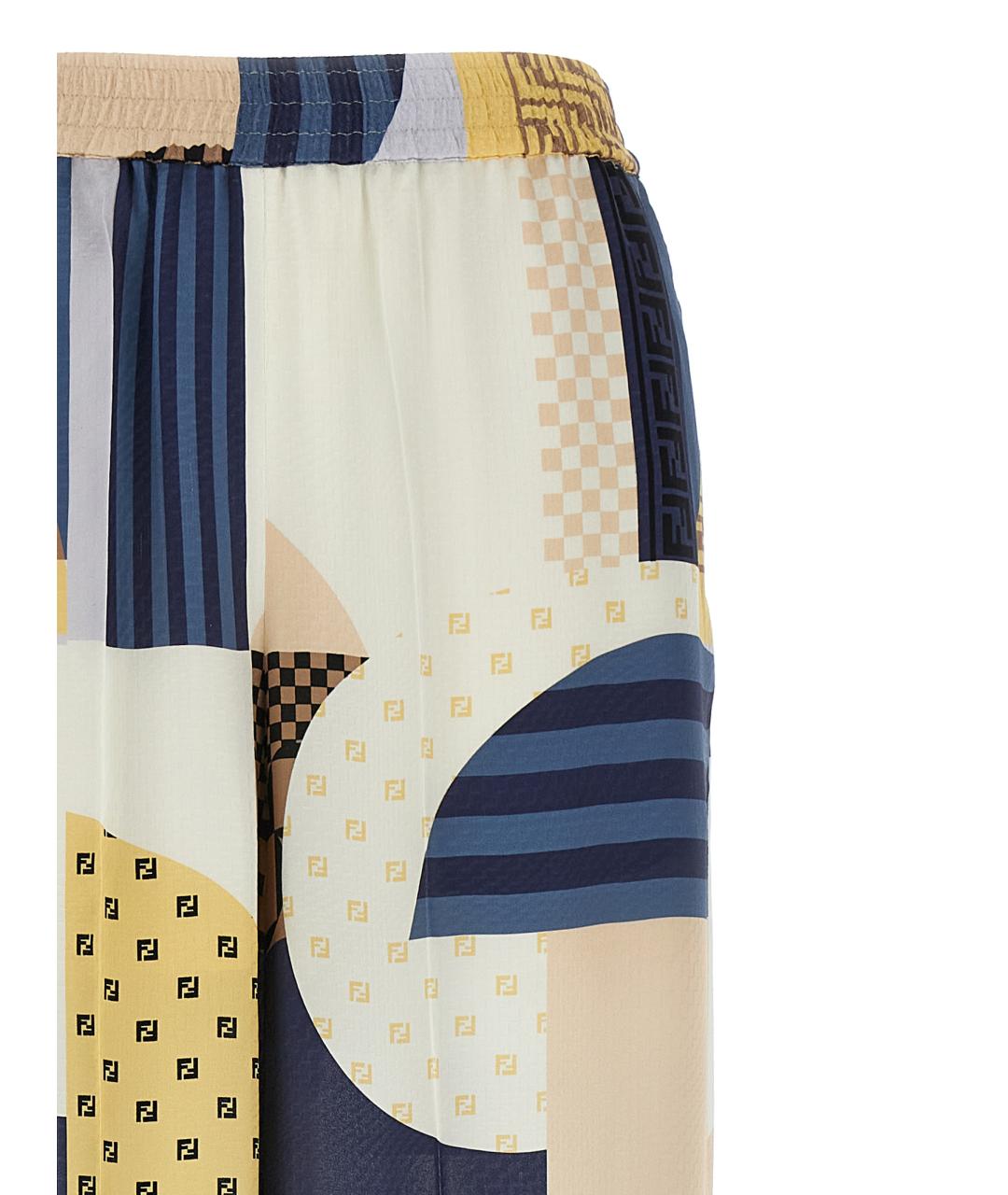 FENDI Мульти шелковые прямые брюки, фото 3