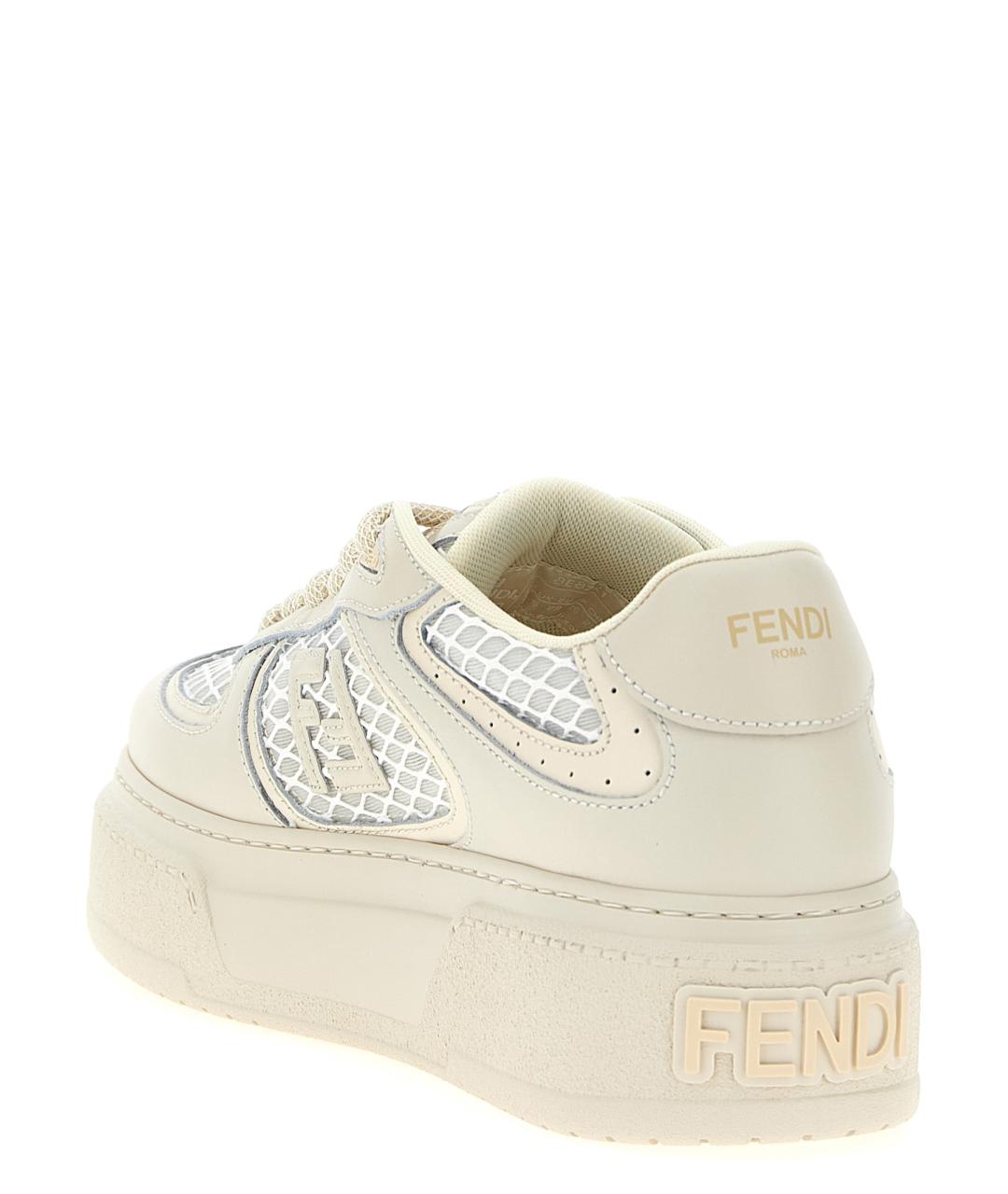 FENDI Бежевые кожаные кеды, фото 3