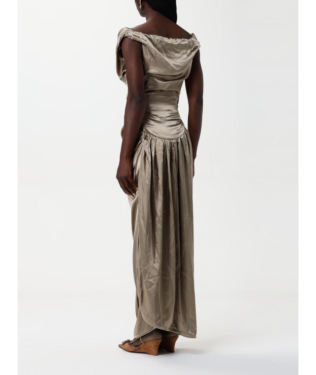 VIVIENNE WESTWOOD Золотое вискозное платье, фото 4