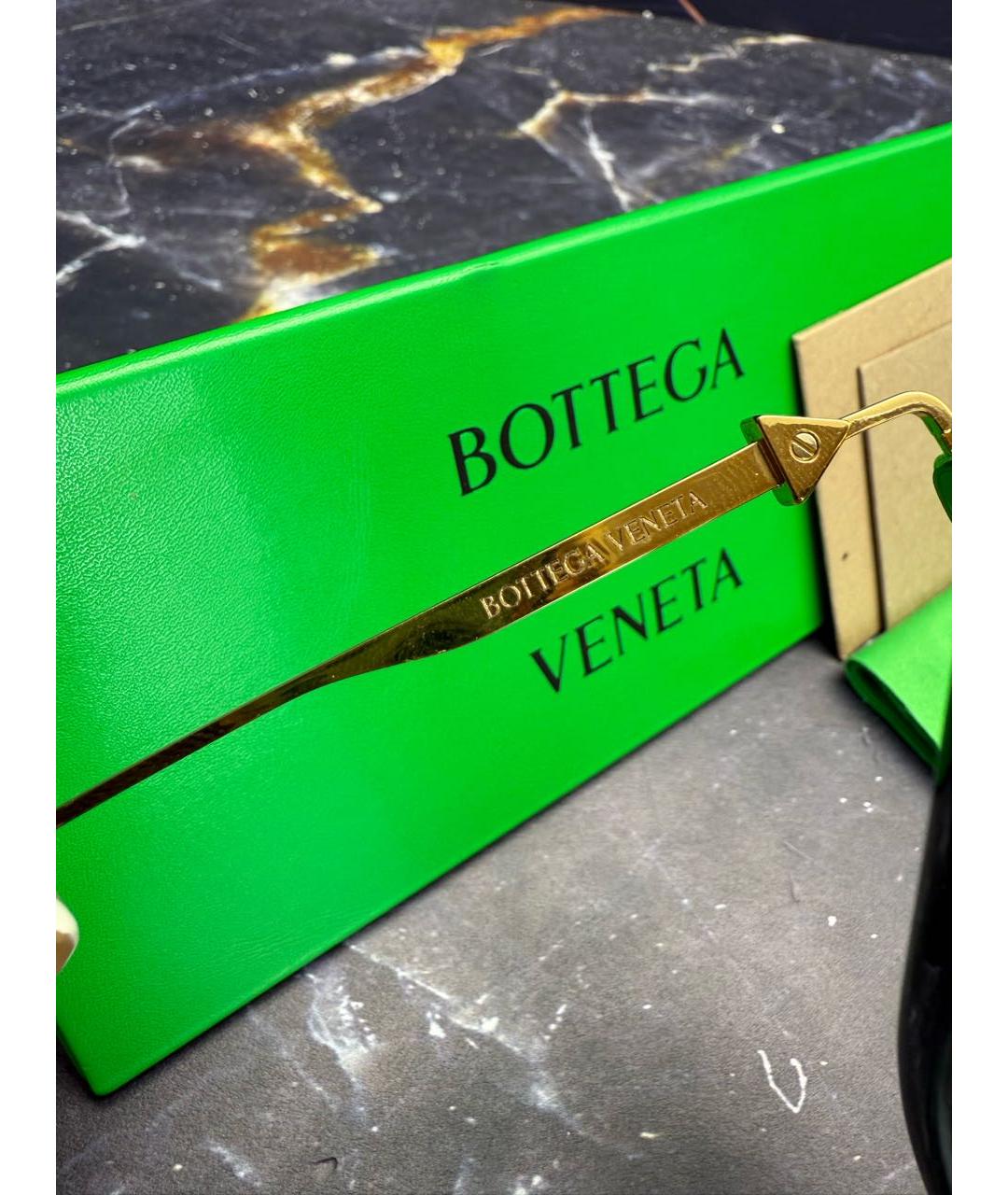 BOTTEGA VENETA Золотые металлические солнцезащитные очки, фото 3