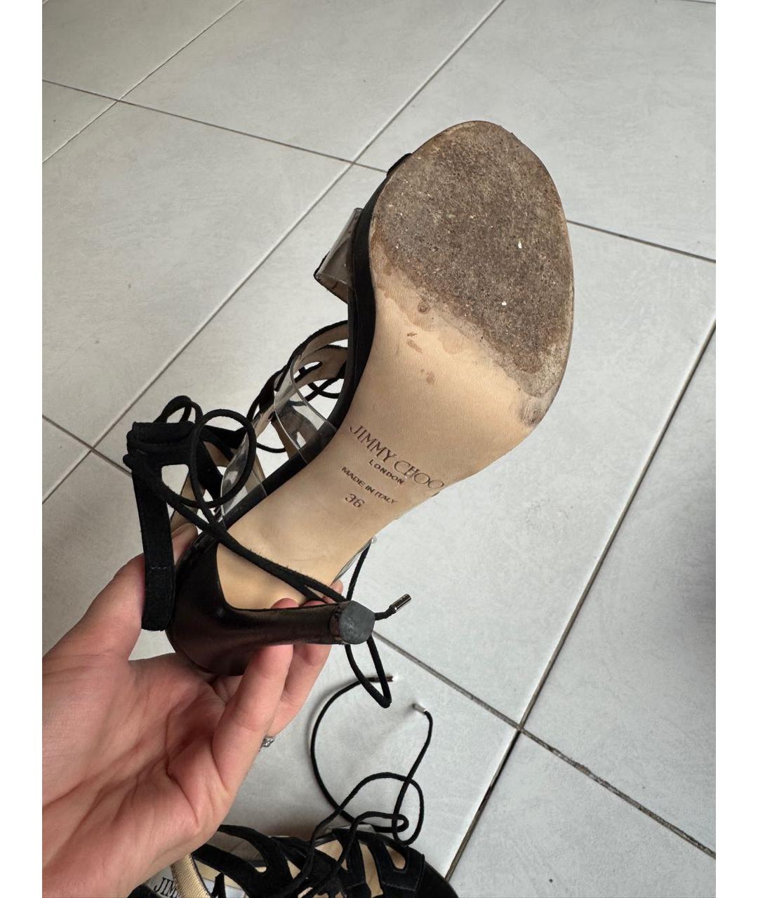 JIMMY CHOO Черные кожаные босоножки, фото 4