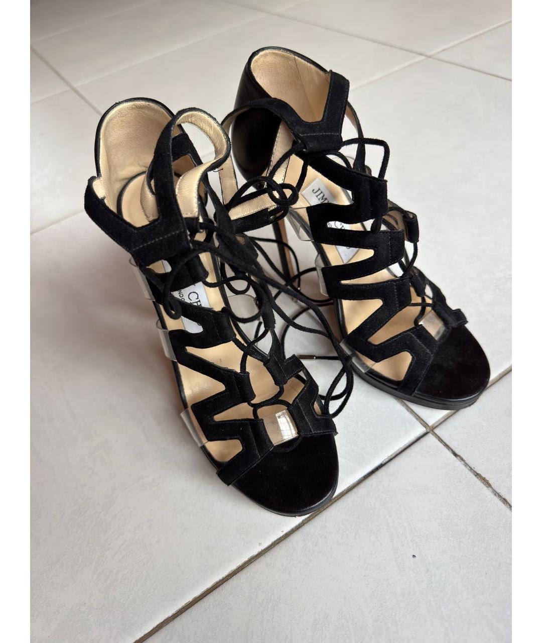 JIMMY CHOO Черные кожаные босоножки, фото 2