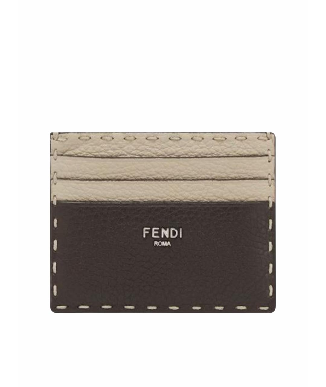 FENDI Коричневый кожаный кардхолдер, фото 1