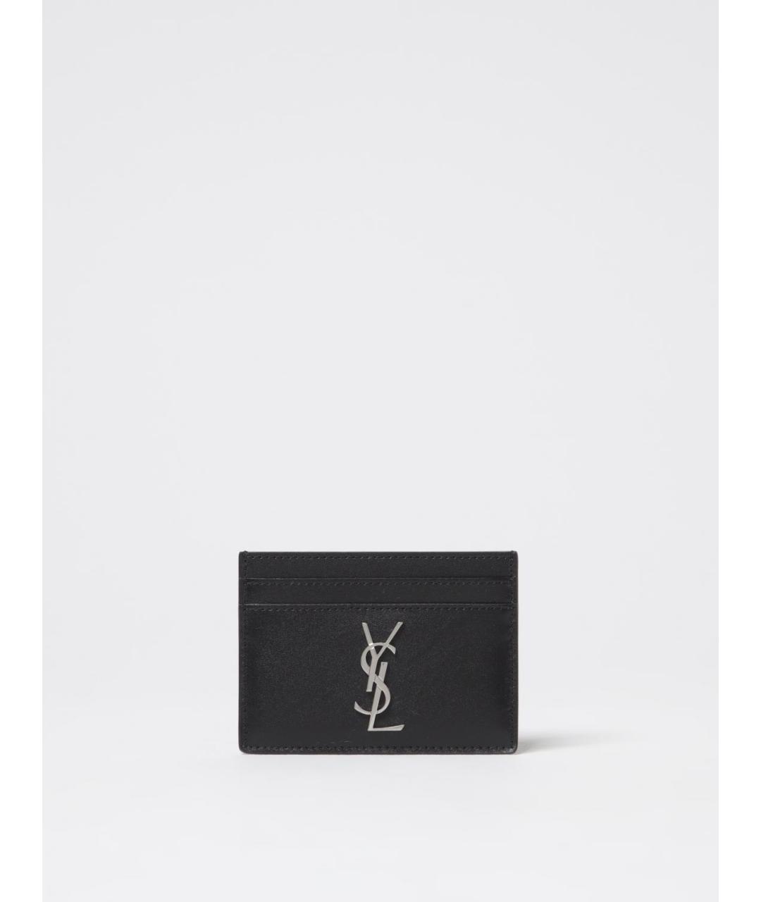 SAINT LAURENT Черный кожаный кардхолдер, фото 3
