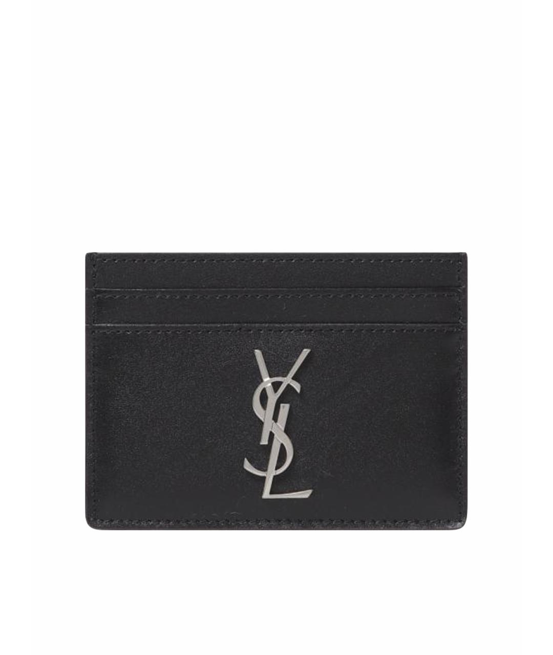 SAINT LAURENT Черный кожаный кардхолдер, фото 1