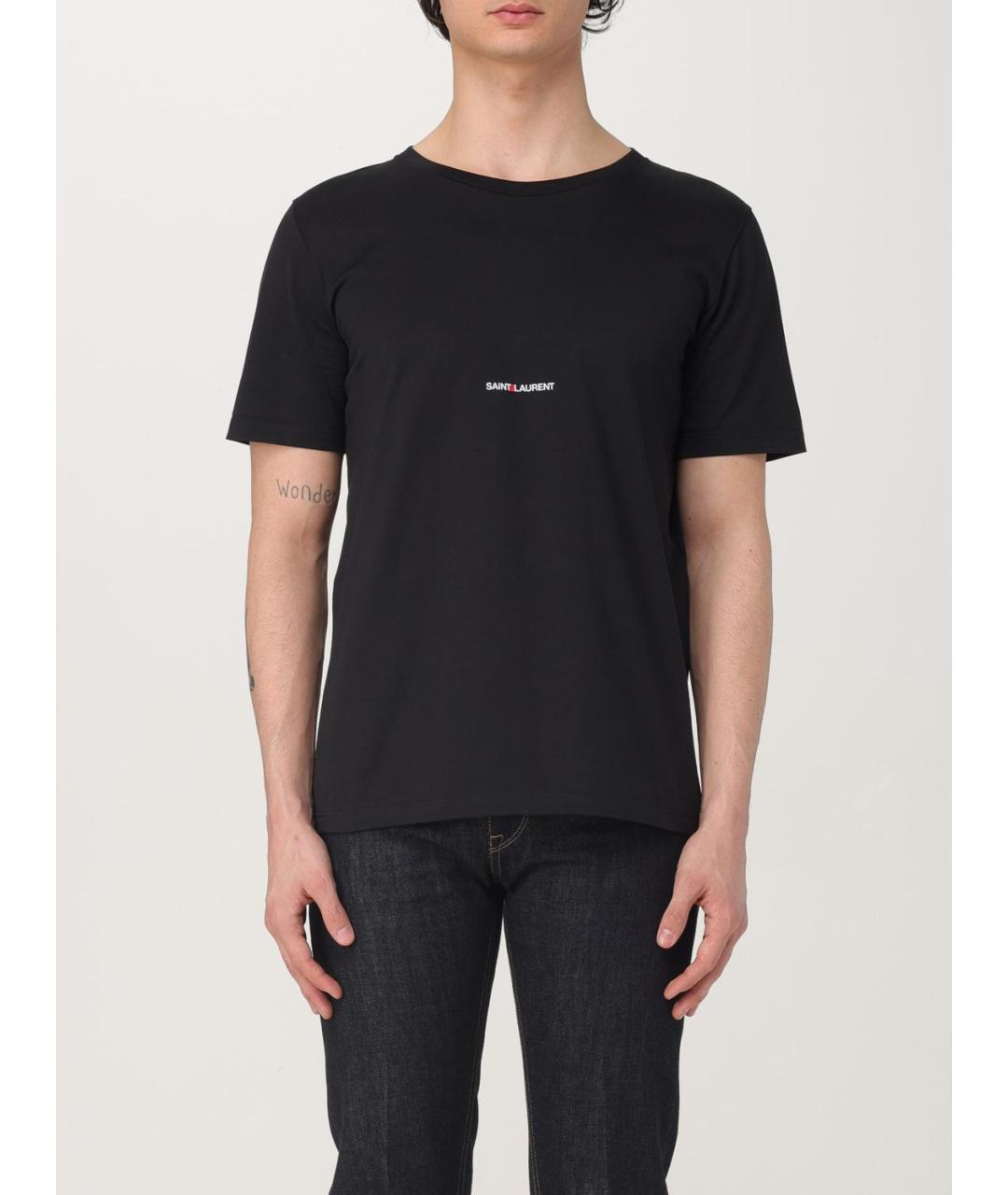 SAINT LAURENT Черная хлопковая футболка, фото 2
