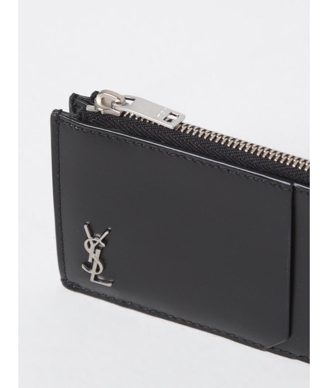SAINT LAURENT Черный кожаный кошелек, фото 3