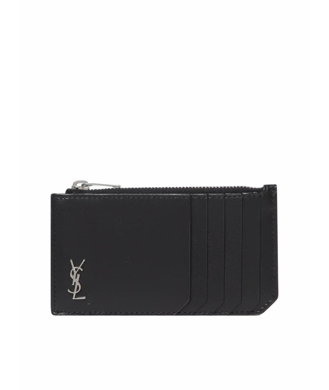 SAINT LAURENT Черный кожаный кошелек, фото 1