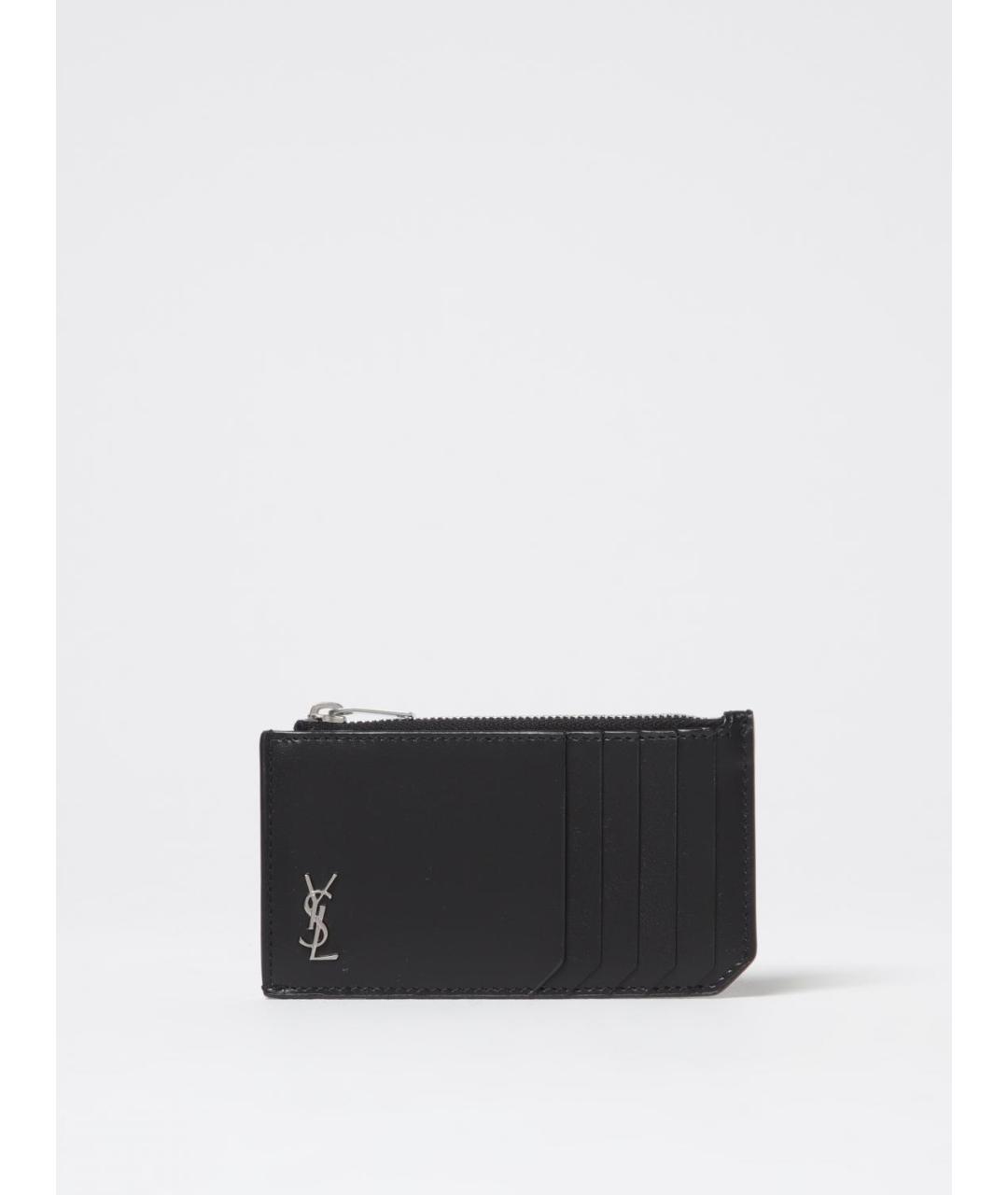 SAINT LAURENT Черный кожаный кошелек, фото 4