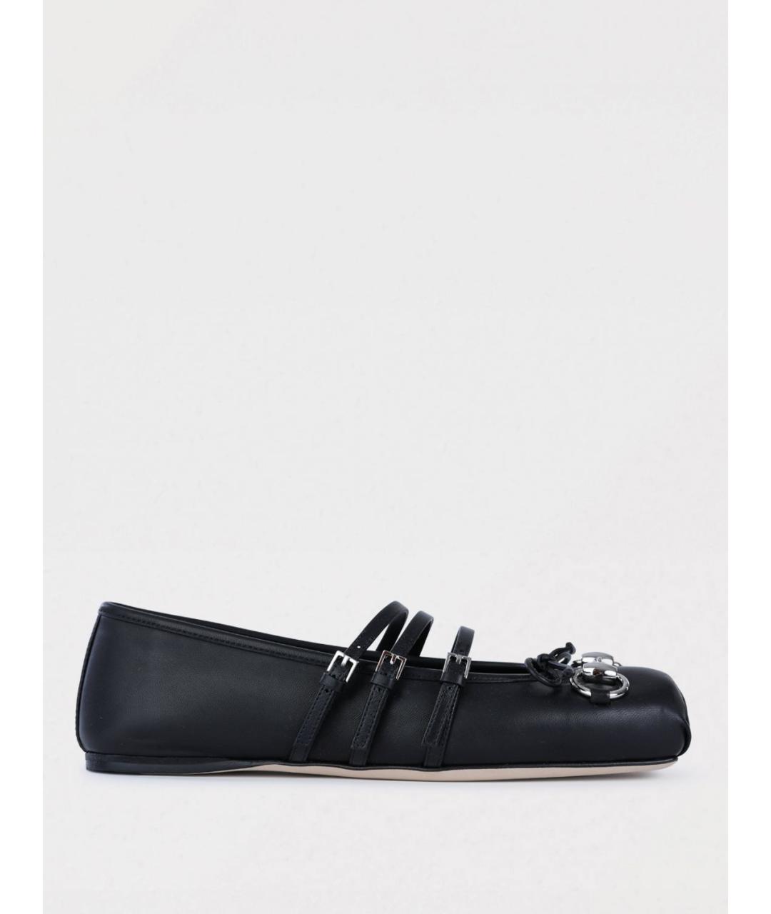 GUCCI Черные кожаные балетки, фото 5