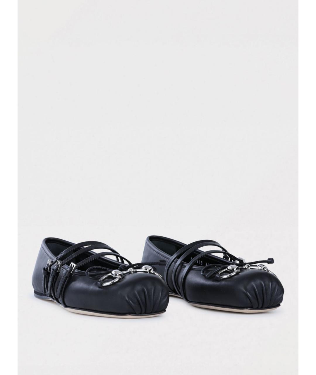 GUCCI Черные кожаные балетки, фото 2