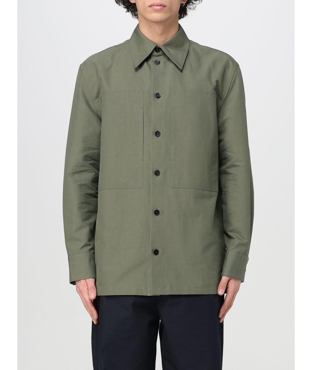 JIL SANDER Хаки хлопковая кэжуал рубашка, фото 2