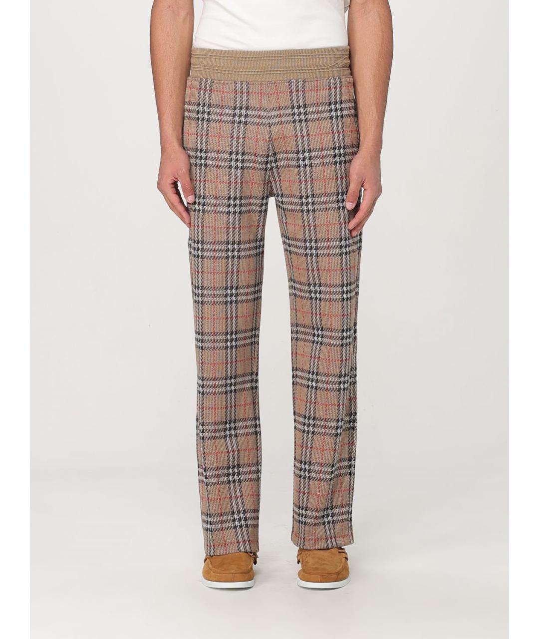 BURBERRY Бежевые хлопковые повседневные брюки, фото 2