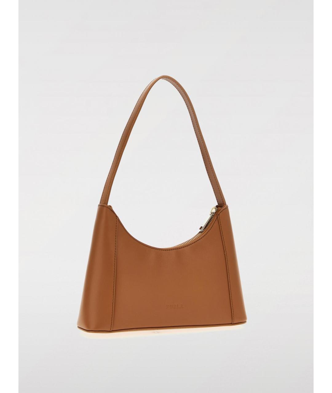 FURLA Коричневая кожаная сумка через плечо, фото 2
