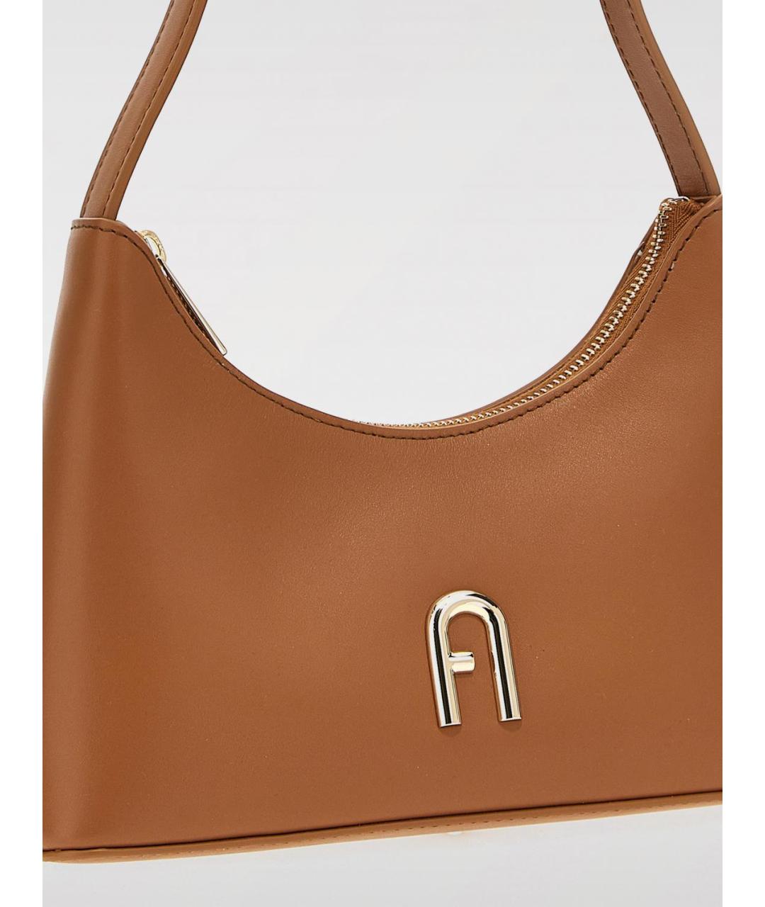 FURLA Коричневая кожаная сумка через плечо, фото 3