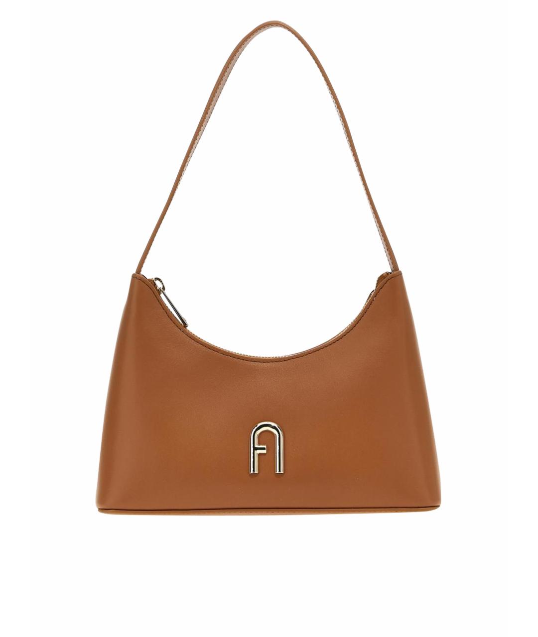 FURLA Коричневая кожаная сумка через плечо, фото 1