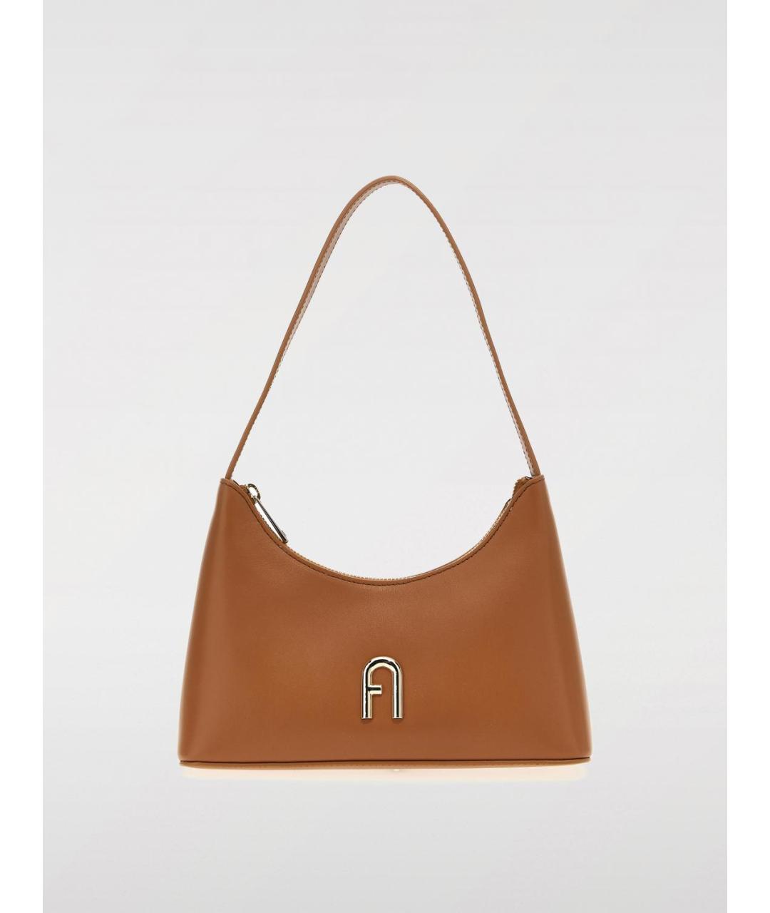 FURLA Коричневая кожаная сумка через плечо, фото 5