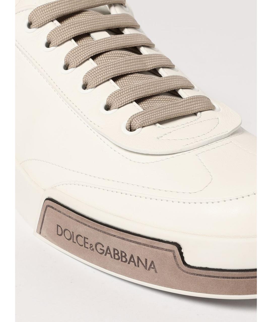 DOLCE&GABBANA Бежевые кожаные низкие кроссовки / кеды, фото 4