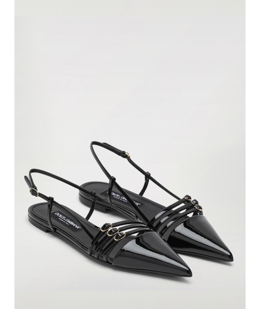 DOLCE&GABBANA Черные балетки из лакированной кожи, фото 3
