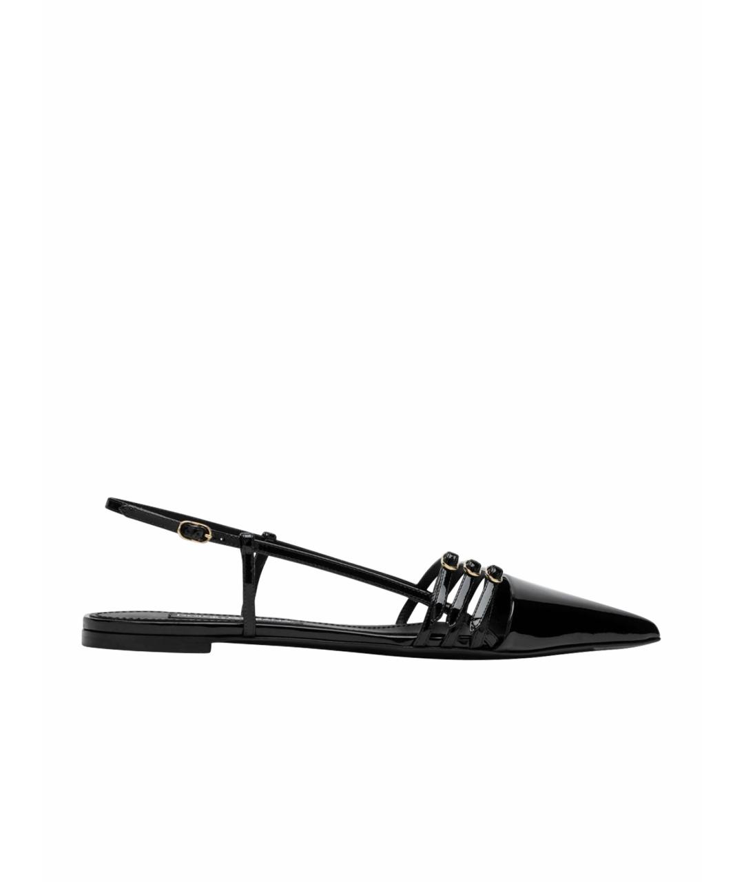 DOLCE&GABBANA Черные балетки из лакированной кожи, фото 1