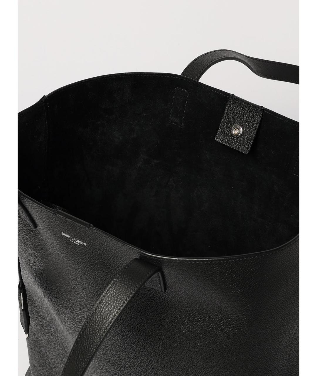 SAINT LAURENT Черная кожаная сумка тоут, фото 5