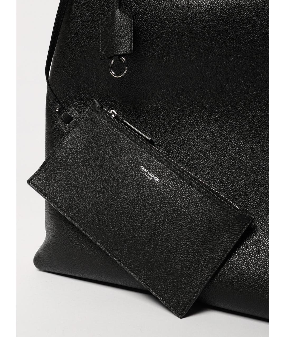 SAINT LAURENT Черная кожаная сумка тоут, фото 4