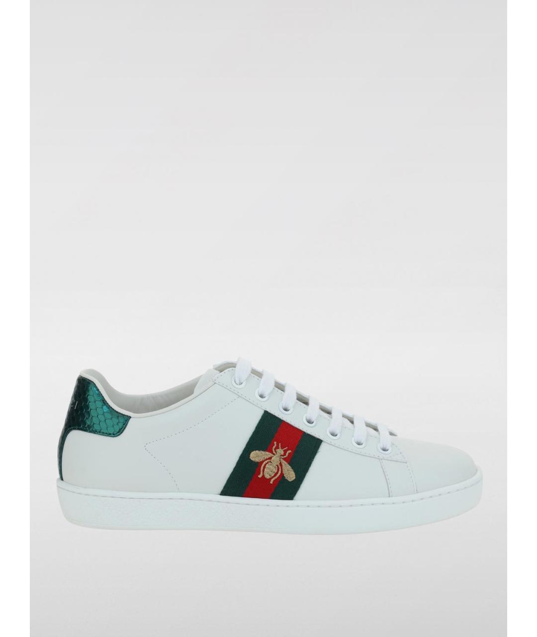 GUCCI Белые кожаные кеды, фото 4