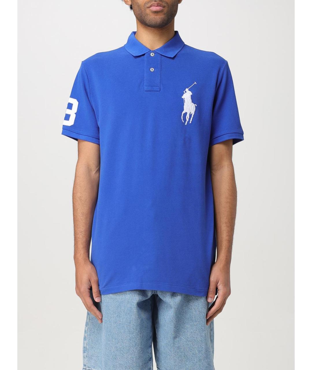 POLO RALPH LAUREN Синее хлопковое поло с коротким рукавом, фото 2