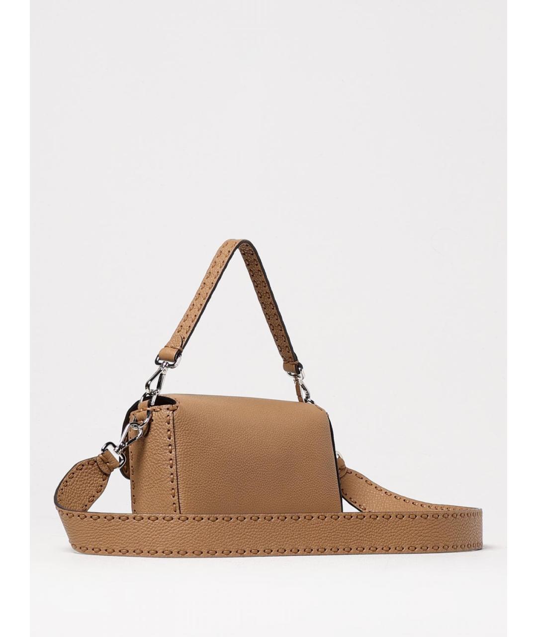 FENDI Коричневая кожаная сумка через плечо, фото 3