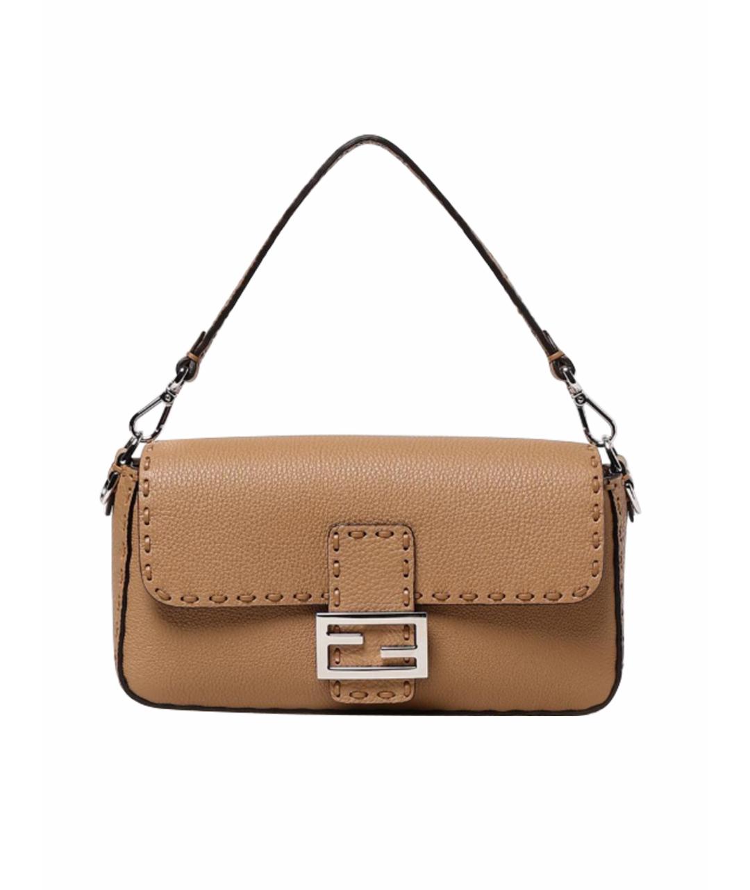 FENDI Коричневая кожаная сумка через плечо, фото 1