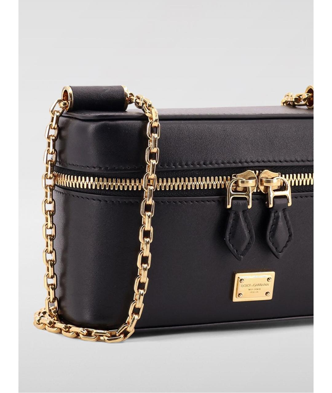 DOLCE&GABBANA Черная кожаная сумка через плечо, фото 3