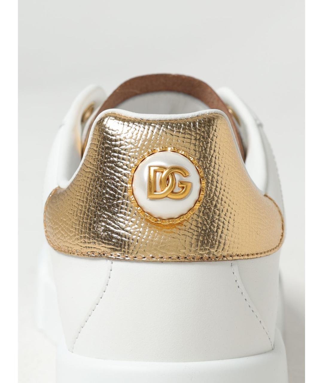 DOLCE&GABBANA Белые кожаные кеды, фото 4