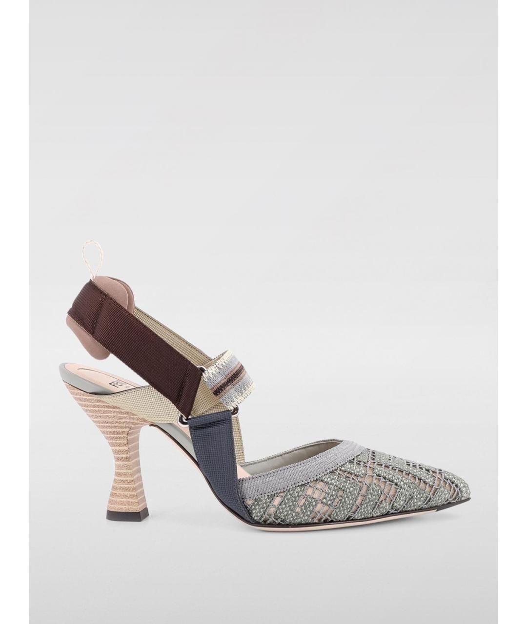 FENDI Мульти текстильные туфли, фото 4