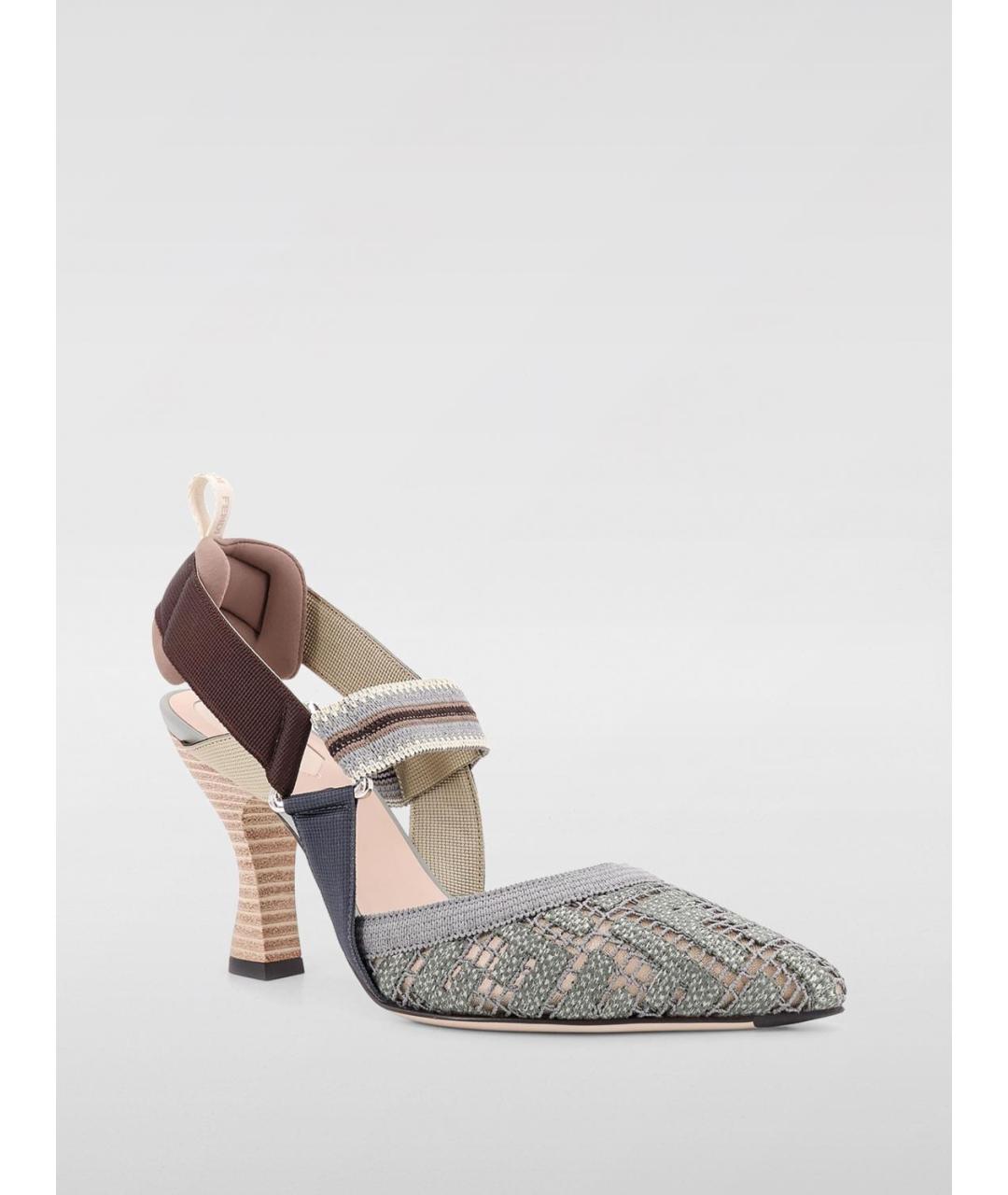 FENDI Мульти текстильные туфли, фото 2