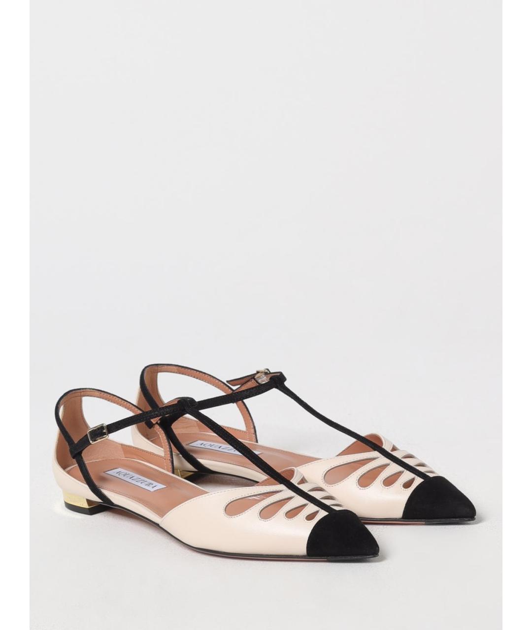 AQUAZZURA Бежевые кожаные балетки, фото 2
