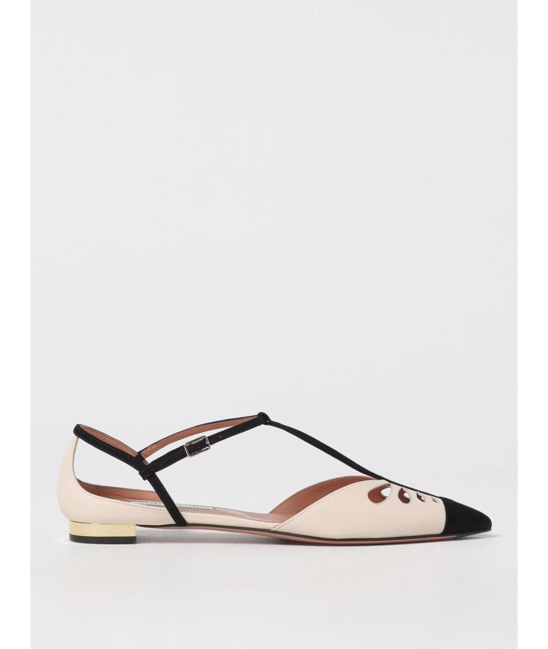 AQUAZZURA Бежевые кожаные балетки, фото 4