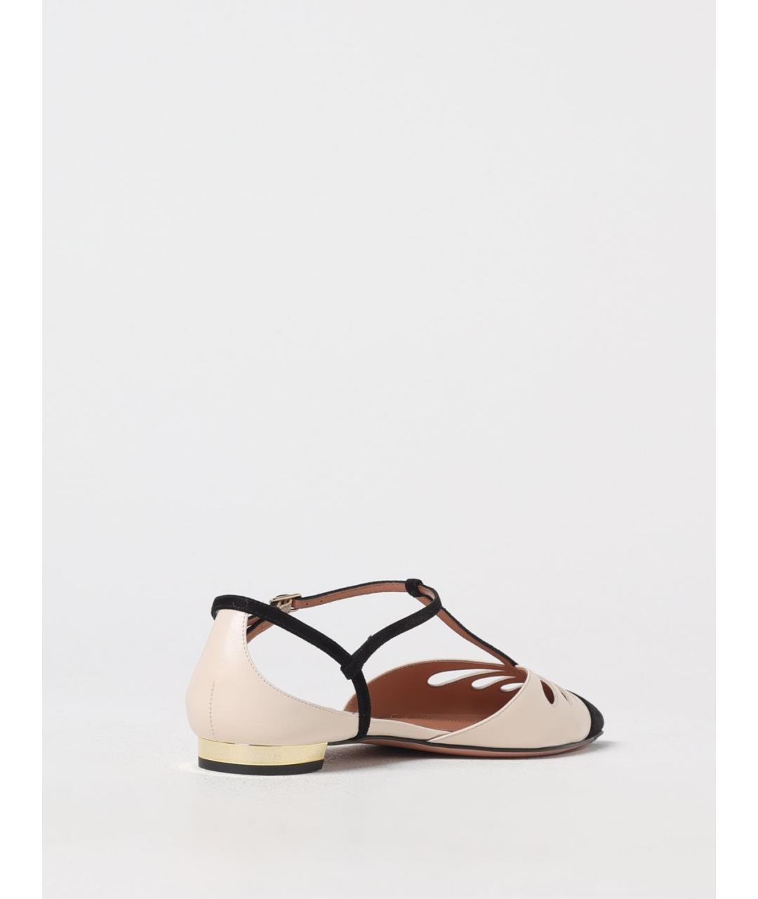 AQUAZZURA Бежевые кожаные балетки, фото 3