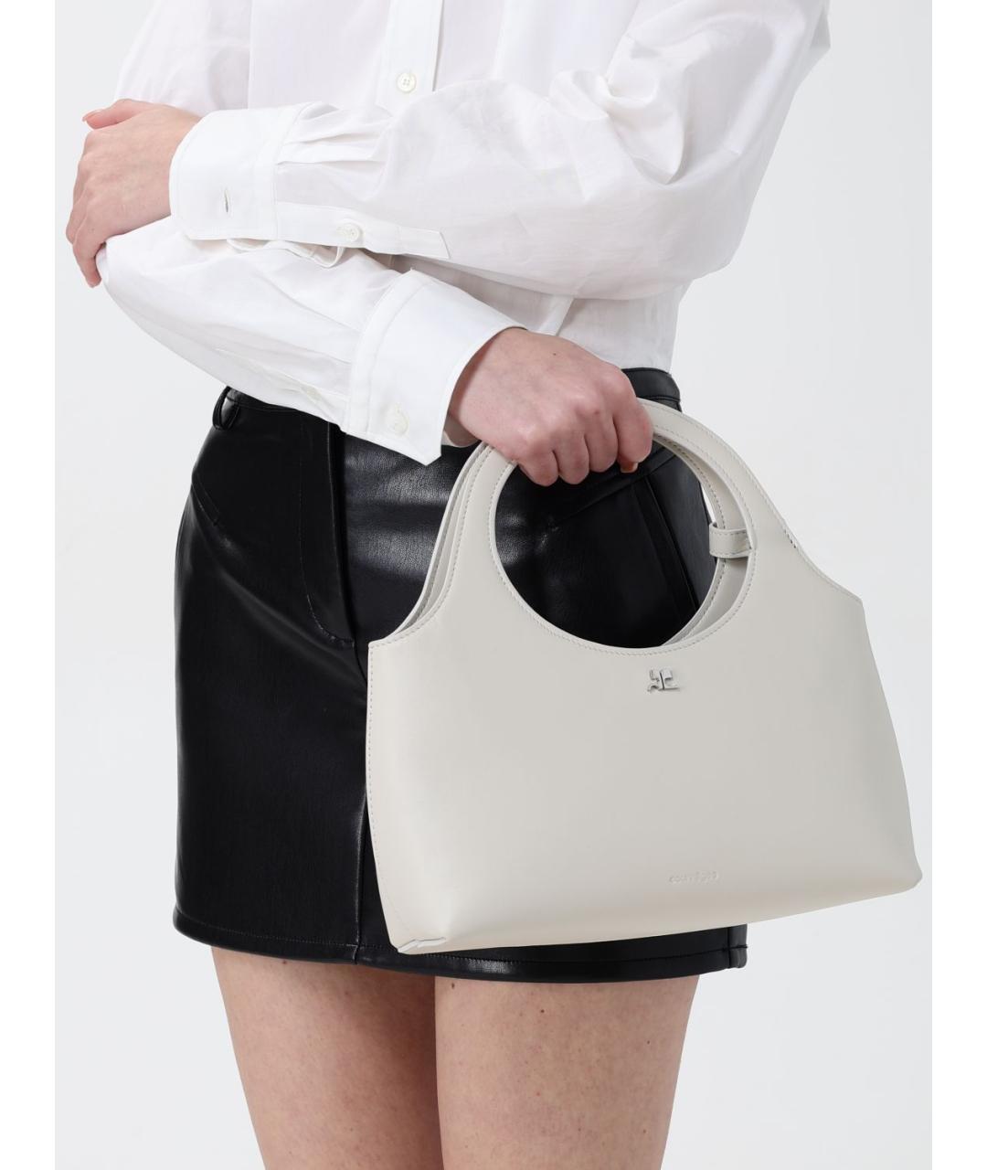 COURREGES Белая кожаная сумка тоут, фото 2