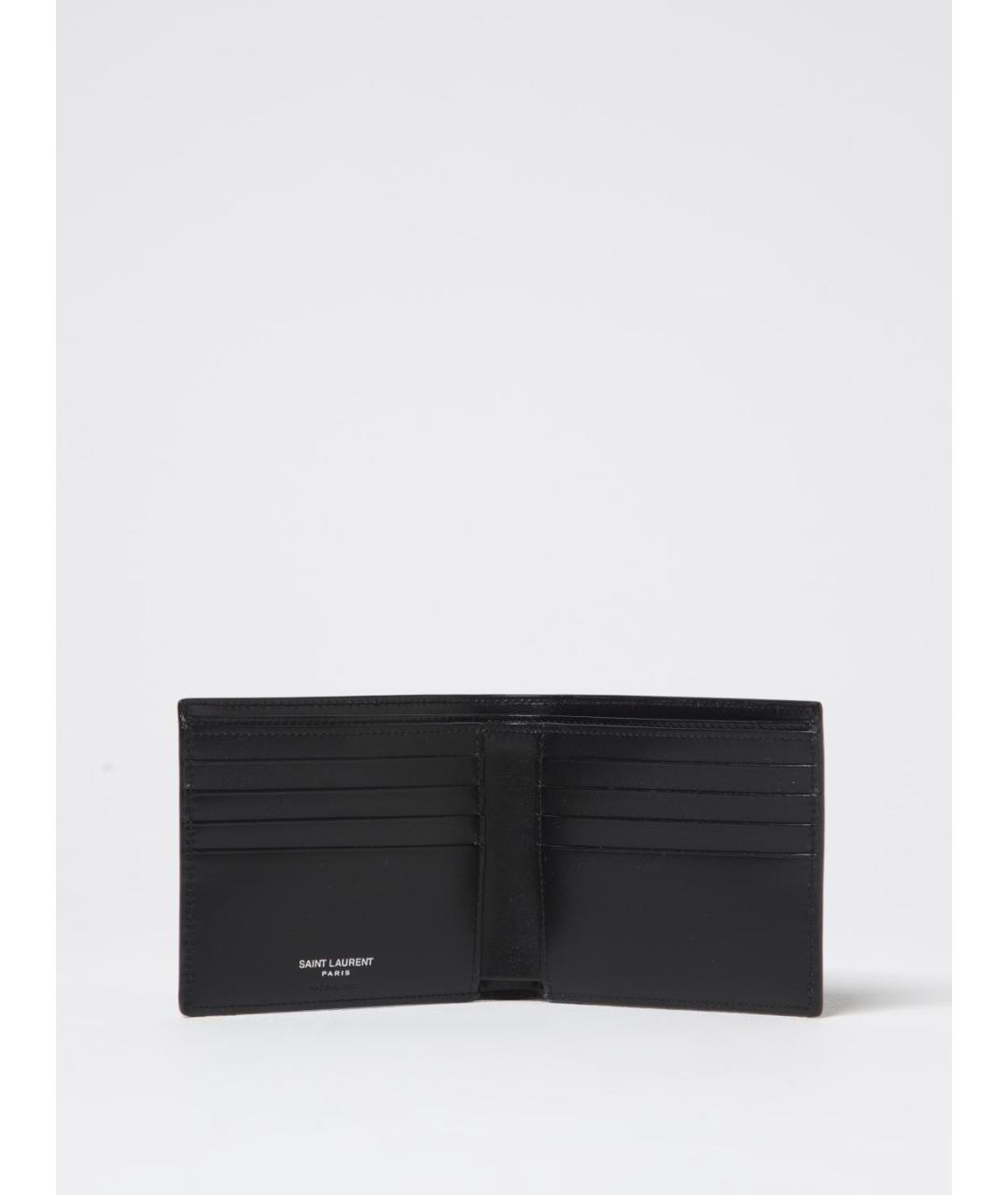SAINT LAURENT Черный кожаный кошелек, фото 2