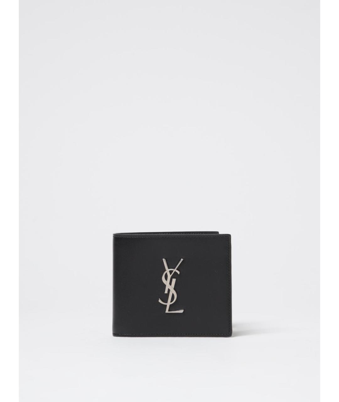 SAINT LAURENT Черный кожаный кошелек, фото 4