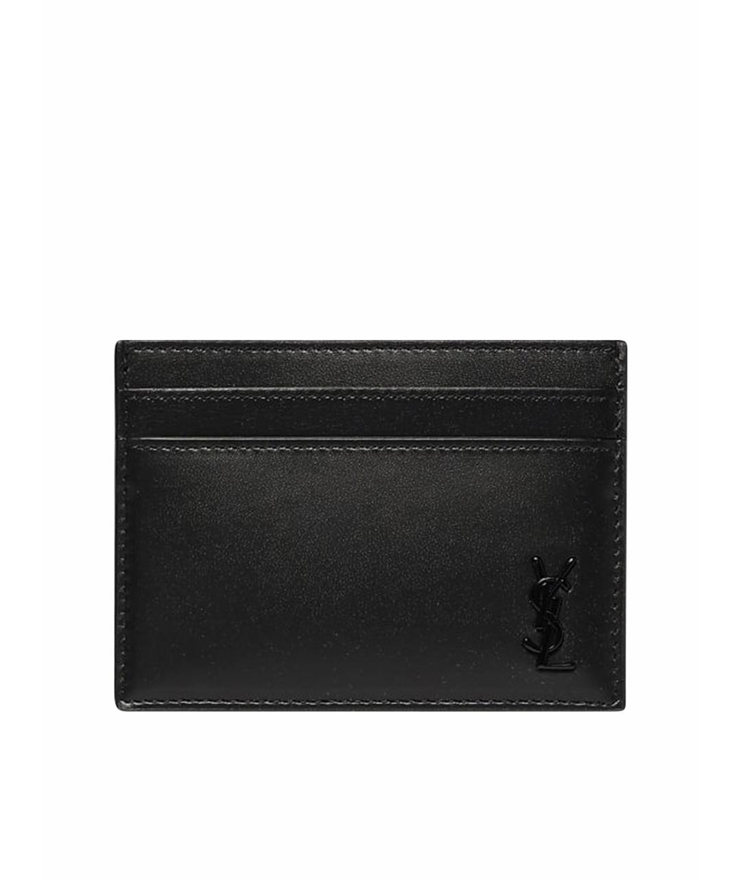 SAINT LAURENT Черный кожаный кардхолдер, фото 1