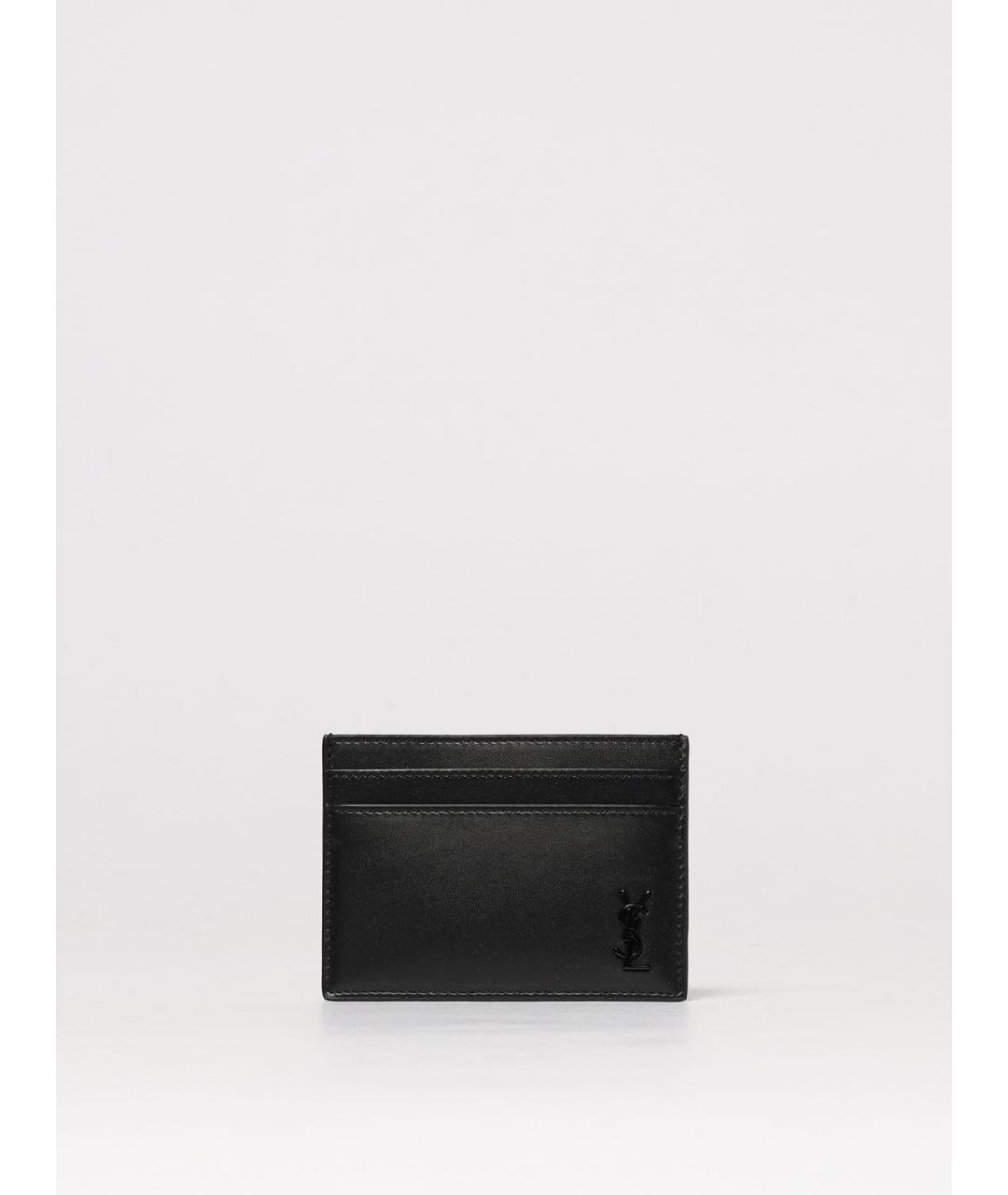 SAINT LAURENT Черный кожаный кардхолдер, фото 3