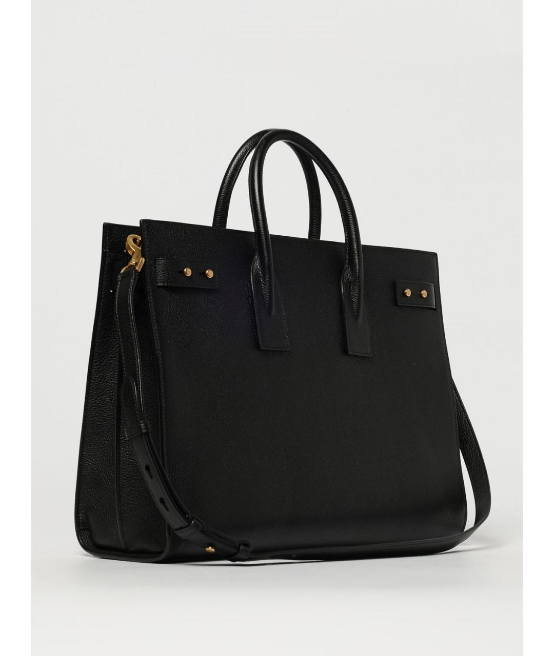 SAINT LAURENT Черная кожаная сумка тоут, фото 3