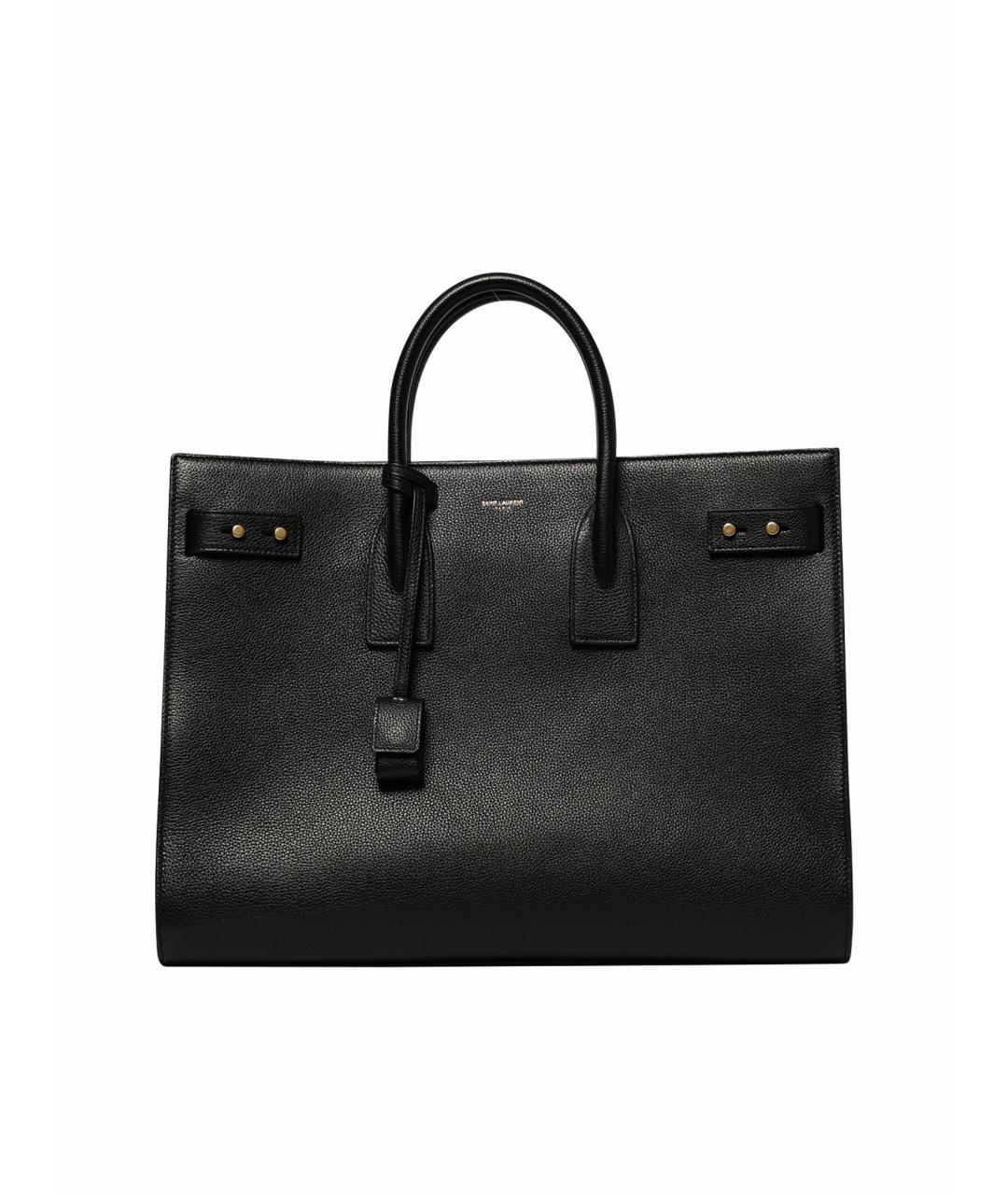 SAINT LAURENT Черная кожаная сумка тоут, фото 1